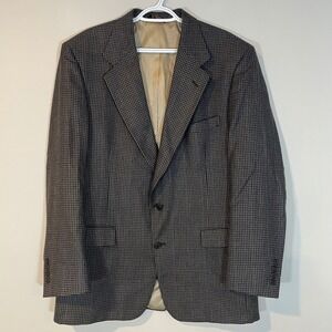 Racquet Club Mens Houndstooth Blazer Sport Coat‎ Wool Two Button 46R Colorful